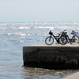 bicycles on a pier